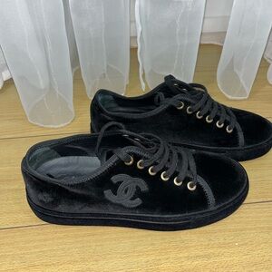 Chanel Velvet Sneakers